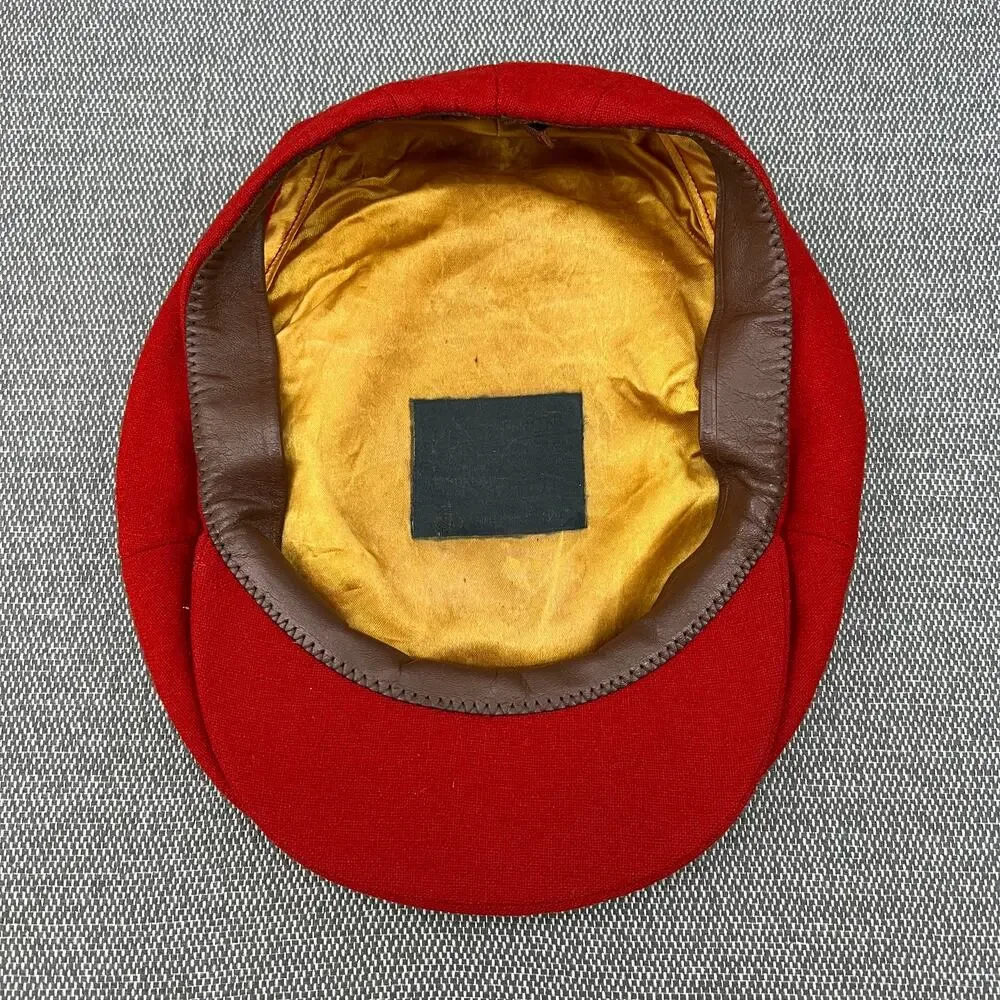 Vintage Pendleton Red 100% Wool Newsboy Cabbie Cap Hat One Size Made In USA